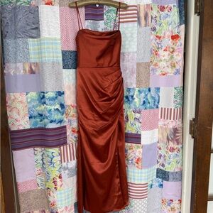 Azazie Stretch Satin Dress in Auburn